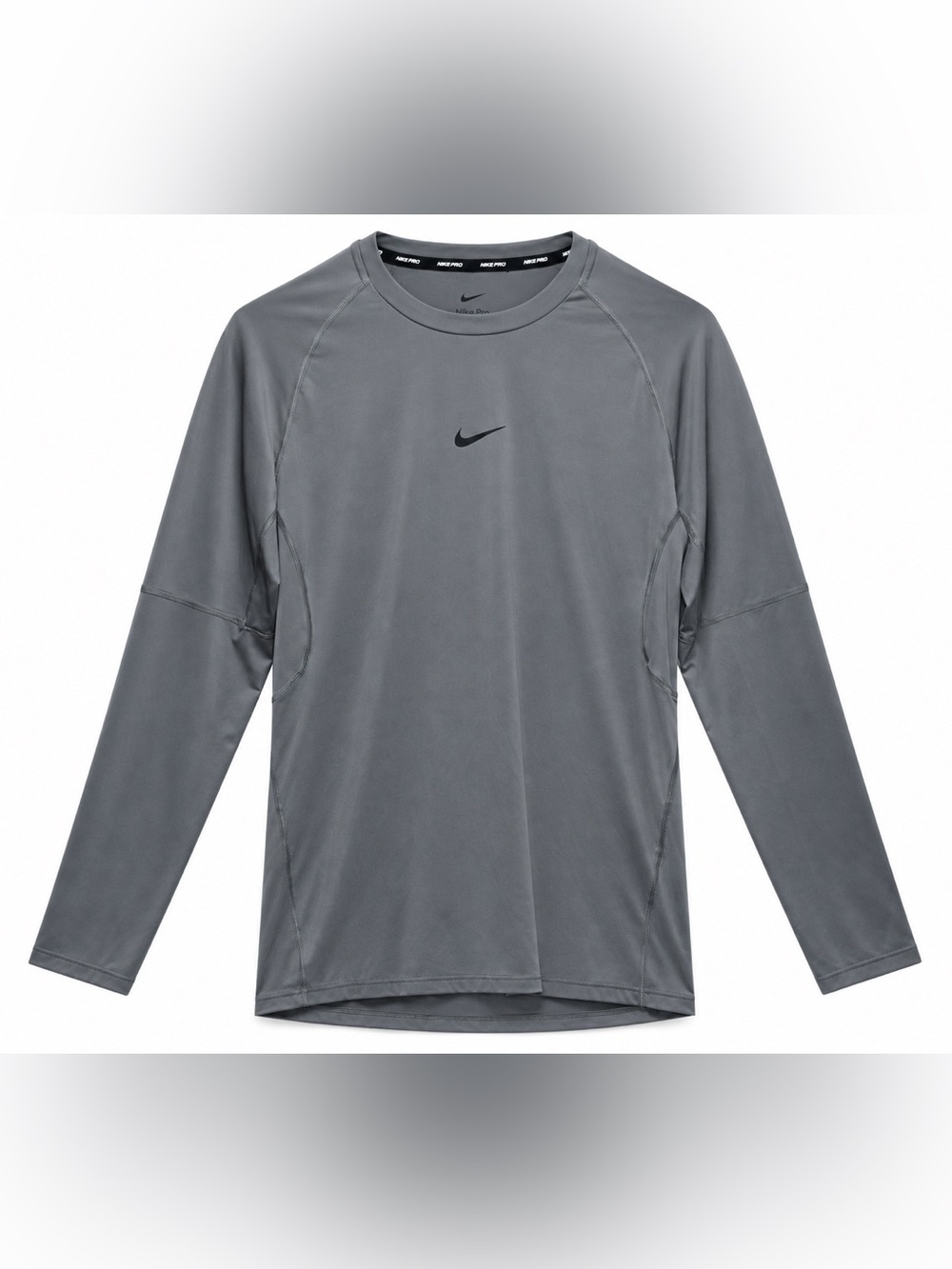 Nike Pro Dri-FIT Long Sleeve Shirt Men’s M Gray Slim Fit Training Swoosh